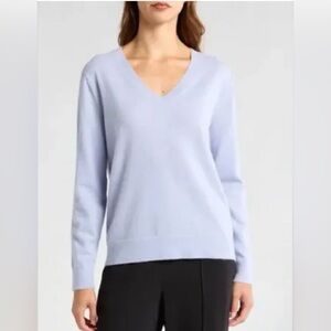 Vince Cashmere Weekend V-neck Sweater, Sky Graphite, M, NWT